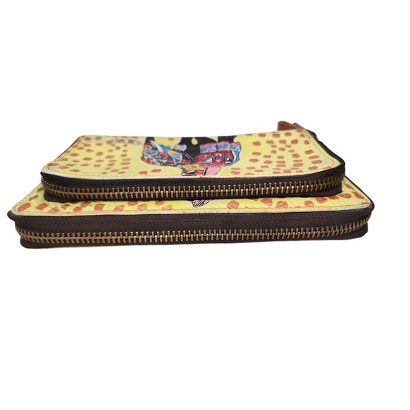 Artistic Expressions by Sharif 1827 VTG Hand Painted Elephant Zip Around Wallet - Picture 7 of 11